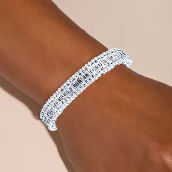 30ctw Emerald Cut White Sapphire Classic Bracelet