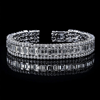 30ctw Emerald Cut White Sapphire Classic Bracelet