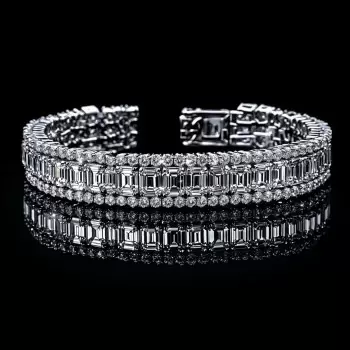 30ctw Emerald Cut White Sapphire Classic Bracelet