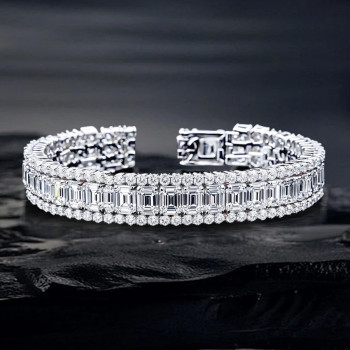 30ctw Emerald Cut White Sapphire Classic Bracelet