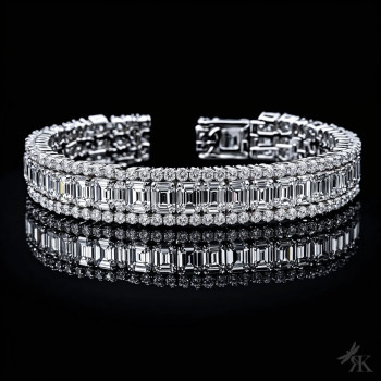 30ctw Emerald Cut White Sapphire Classic Bracelet