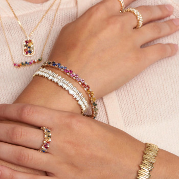 12ctw Princess Cut Multicolor Sapphire Rainbow Bracelet