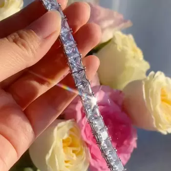 40ctw Princess Cut White Sapphire Tennis Bracelet