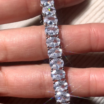 Oval Cut White Sapphire Tennis Bracelet 