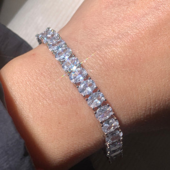 Oval Cut White Sapphire Tennis Bracelet 