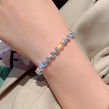 12ctw Heart Cut White Sapphire Tennis Bracelet in Rose Gold