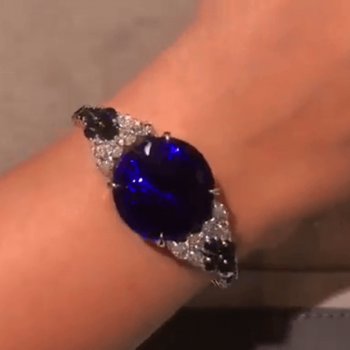 20ct Round Cut Blue Sapphire Vintage Statement Bracelet