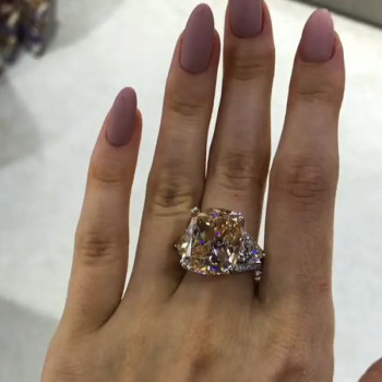 6ct Cushion Cut Champagne Engagement Ring