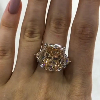 6ct Cushion Cut Champagne Engagement Ring