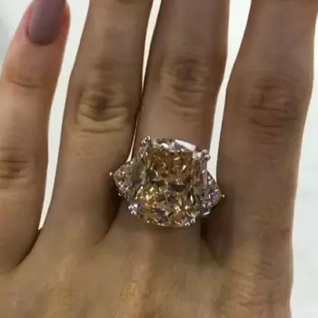 6ct Cushion Cut Champagne Engagement Ring