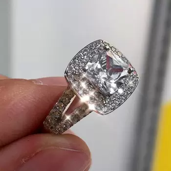 Handmade 2.5CT Double Halo Cushion Cut Ring 