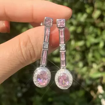7.25ct Pink Sapphire Drop Earrings
