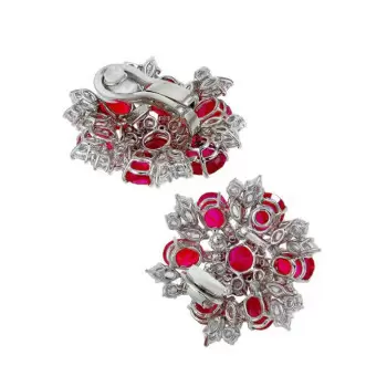 14ctw Ruby and White Sapphire Stud Earrings