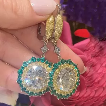 13ctw Round Cut White Sapphire Drop Earrings