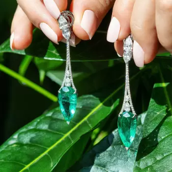 Pear Cut Emerald Drop Earrings