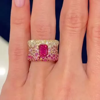 Fuchsia and Pink Sapphire Paved Cocktail Ring