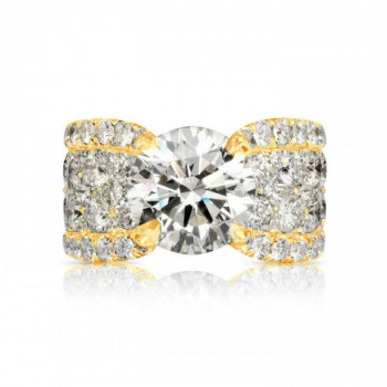 3.2ct Round Cut White Sapphire Engagement Ring in Gold