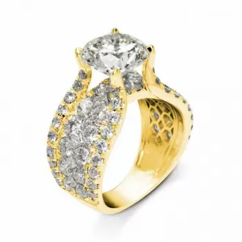 3.2ct Round Cut White Sapphire Engagement Ring in Gold