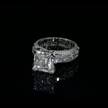 5.06ct Asscher Cut White Sapphire Engagement Ring