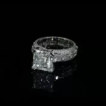 5.06ct Asscher Cut White Sapphire Engagement Ring
