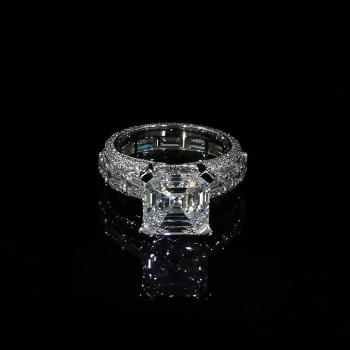 5.06ct Asscher Cut White Sapphire Engagement Ring