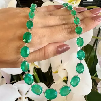 50ctw Oval Cut Emerald Rivera Statement Necklace