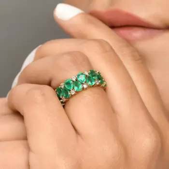 12ctw Pear Cut Emerald Eternity Ring
