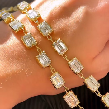 50ctw Emerald Cut White Sapphire Vintage Tennis Necklace