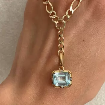 6ct Emerald Cut Birthstone Detachable Drop Link Necklace
