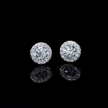 2.5ct Round Cut White Sapphire Halo Stud Earrings