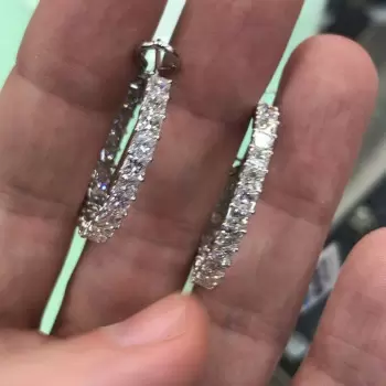 6.5ctw Princess Cut White Sapphire Hoop Earrings