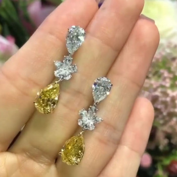 3.5ct Pear Cut Yellow Sapphire Drop Earrings