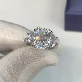 4ct Three-stone Oval Cut White Sapphire Engagement Ring
