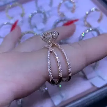 3.35ct Oval Cut White Sapphire Engagement Ring in Rose Gold
