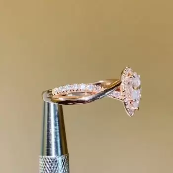 2ct Pear Cut Intertwined Halo Engagement Ring in Gold
