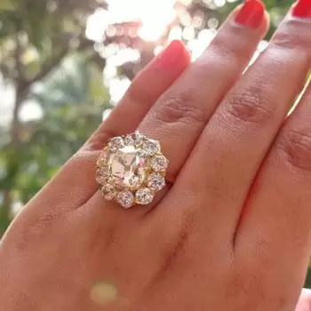 4ct Cushion Cut Vintage Halo Engagement Ring