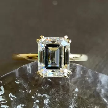 8ct Emerald Cut Double Prong Engagement Ring