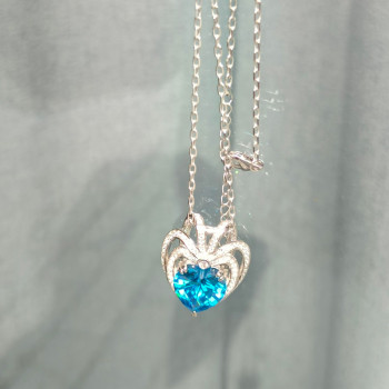 5.6ct Heart Cut Aquamarine Pendant Necklace