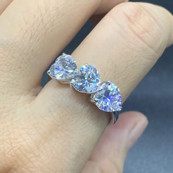3ctw Heart Cut Three-stone Engagement Ring