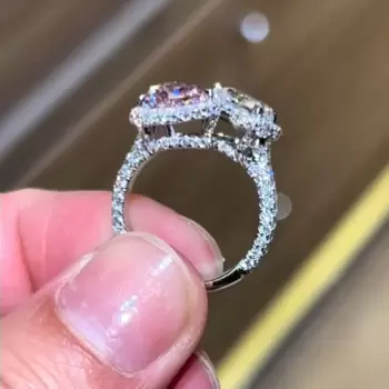 2ct White and Pink Sapphire Heart Engagement Ring