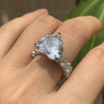 4.2ct Heart Cut White Sapphire Engagement Ring
