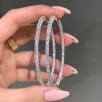 8ctw Round Cut Simple Classic Large Hoop Earrings