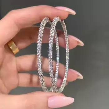 8ctw Round Cut Simple Classic Large Hoop Earrings