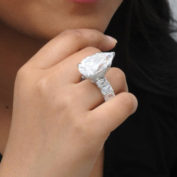 5ct Pear Cut White Sapphire Engagement Ring