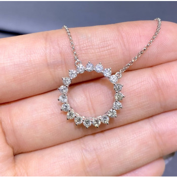 Lab-Created Diamond Circle Pendant Necklace