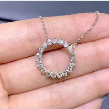 Lab-Created Diamond Circle Pendant Necklace