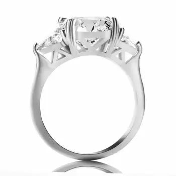 8ct Three-stone Cushion Cut Engagement Ring