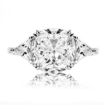8ct Three-stone Cushion Cut Engagement Ring