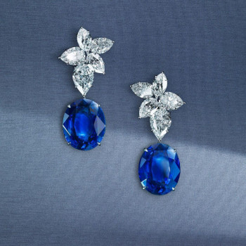 Stunning Blue Sapphire Necklace & Earrings Jewelry Set