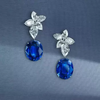 Stunning Blue Sapphire Necklace & Earrings Jewelry Set